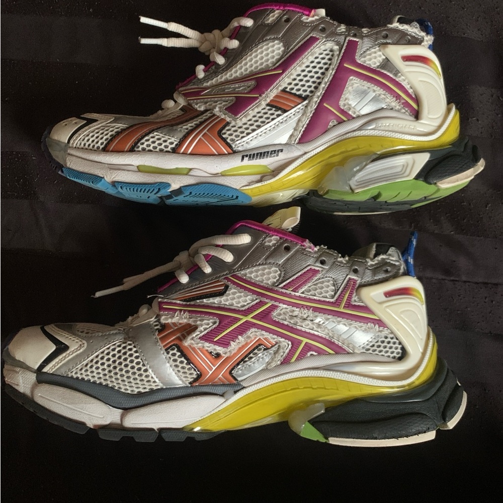 Balenciaga Pink and Orange Sneakers with Chunky Design